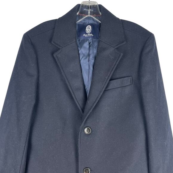 Lands' End Wool Blend Single Breasted Long Top Coat Black Men Size L Reg - Picture 5 of 14